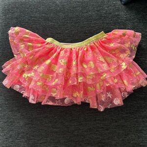 GUC 4T Girls Start Up Kids Pink & Gold Sealife Print Tulle Skirt/ Skort lined